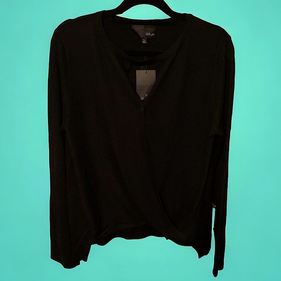 Fate by LFD Black wrap sweater with keyhole, long sleeve with slit NWT Large - Picture 1 of 7